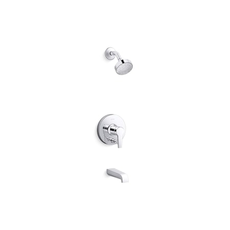 Kohler Pitch Rite-Temp Bath And Shower Trim Kit With Push-Button Diverter And Lever Handle T49980-4Y-CP